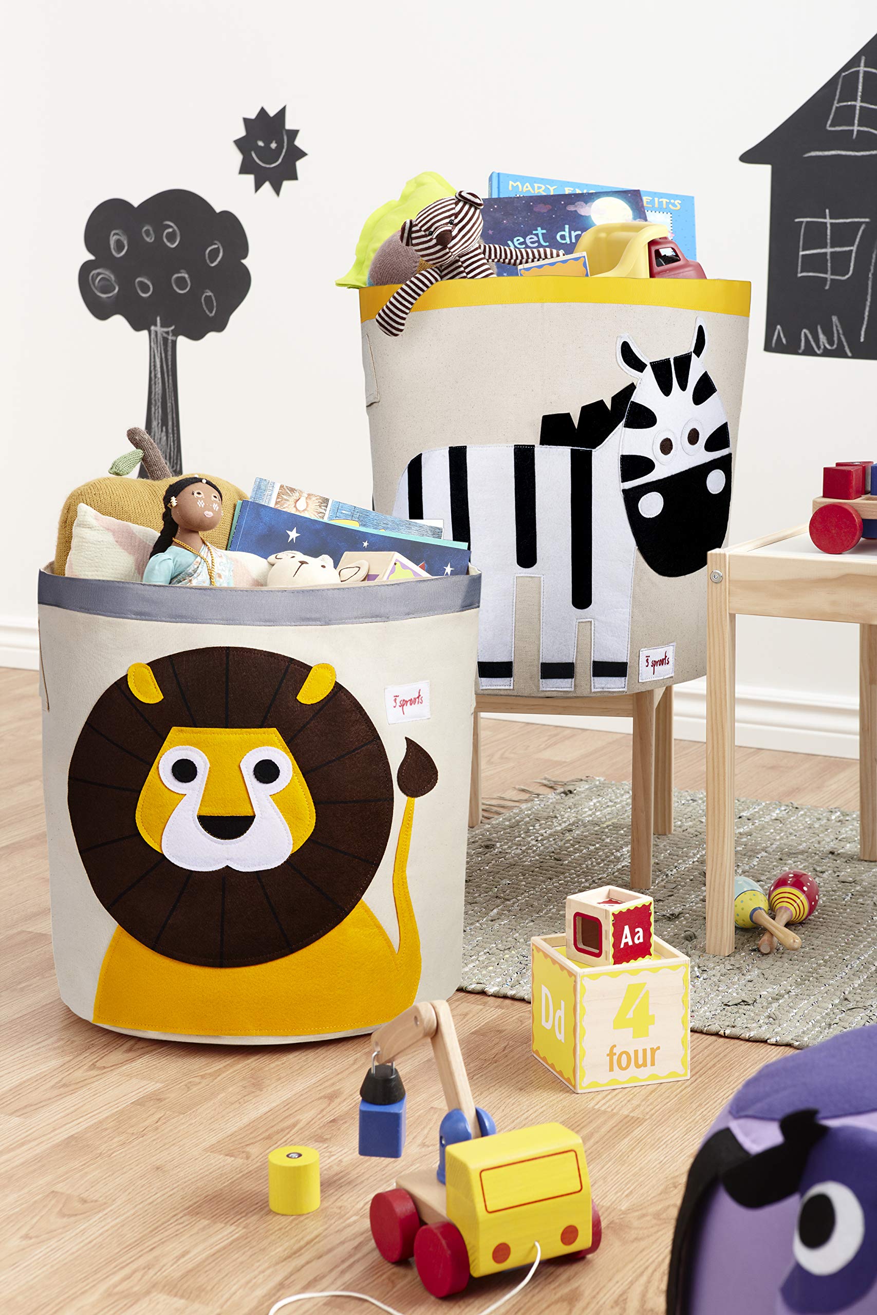 3 Sprouts Laundry and Toy Basket Canvas Storage Bin for Baby and Kids, Zebra