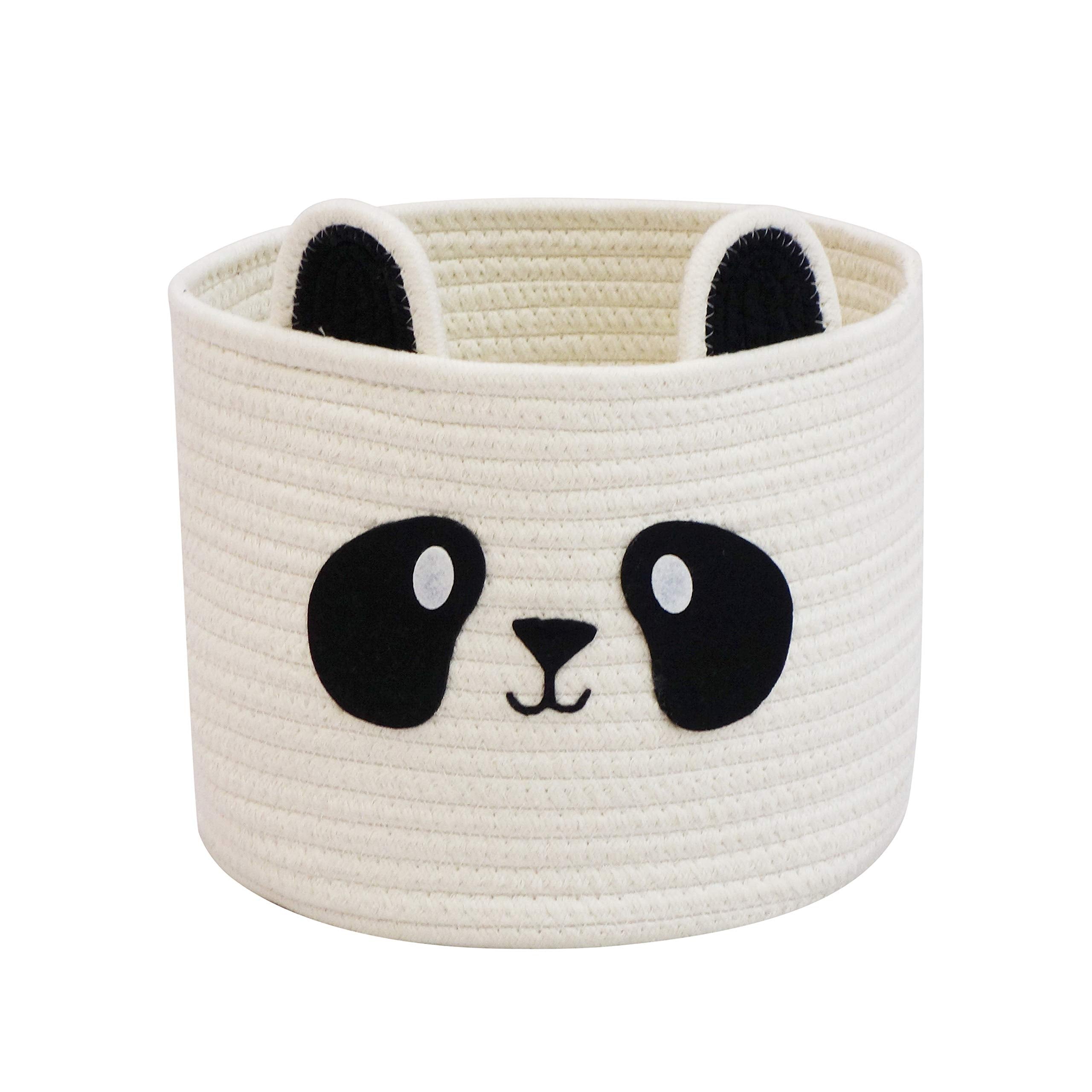 T&T Homewares Small Cute Panda Bear Basket for Kids Room Decor, Baby Shower, Baby Diaper Organizer, Baby Laundry Baskets, Woodland Nursery Decor, Kids Room Organizer, Dog Cat Toy Basket