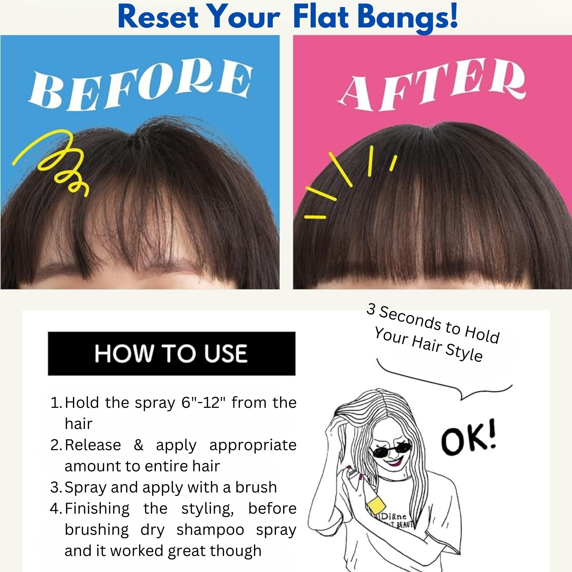 Moist Diane Organic Dry Shampoo Spray for Women and Men Oily Hair, Natural & Hydrating Dry Shampoo Powder From Japan, Moisturzing Dry Shampoo Travel Size, Perfect Beauty 95g