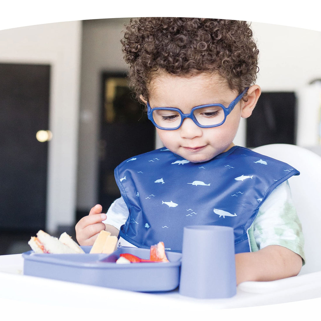 Tiny Twinkle Silicone Suction Baby Plate, Suction Grip Divided Dish for First Foods and Self-Feeding Toddlers, Baby Led Weaning Supplies for Independent Eating (Indigo Plate)