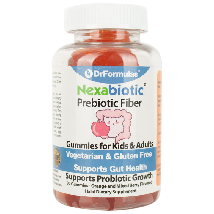DrFormulas Nexabiotic Prebiotic Fiber Gummies Supplement for Kids Constipation Relief | Adults & Kids Stool Softener for Healthy Digestion, Halal, Vegetarian, Gluten Free, 30-Day Chewable Supply