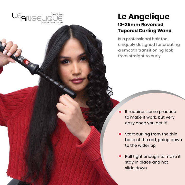 Le Angelique Tapered Curling Iron, Black, 13-25mm