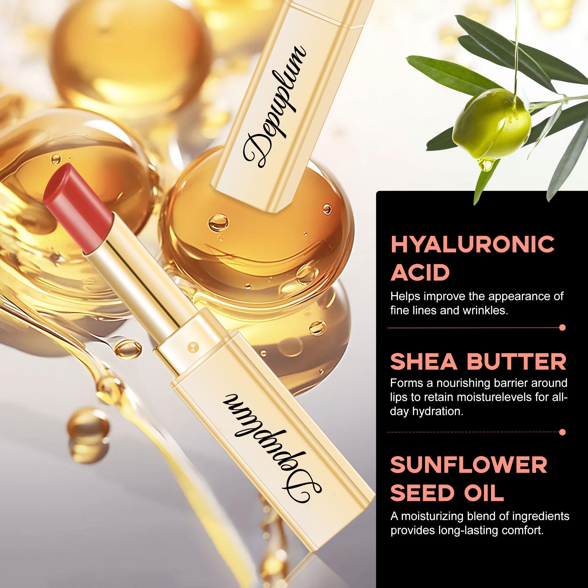 Depuplum Black Berry Lipstick for Women Hydrate Glossy Lipstick Moisture Lip Gloss Sheer-Medium Coverage Long Lasting Lipsticks for Dry Lips (DM65 Berry)