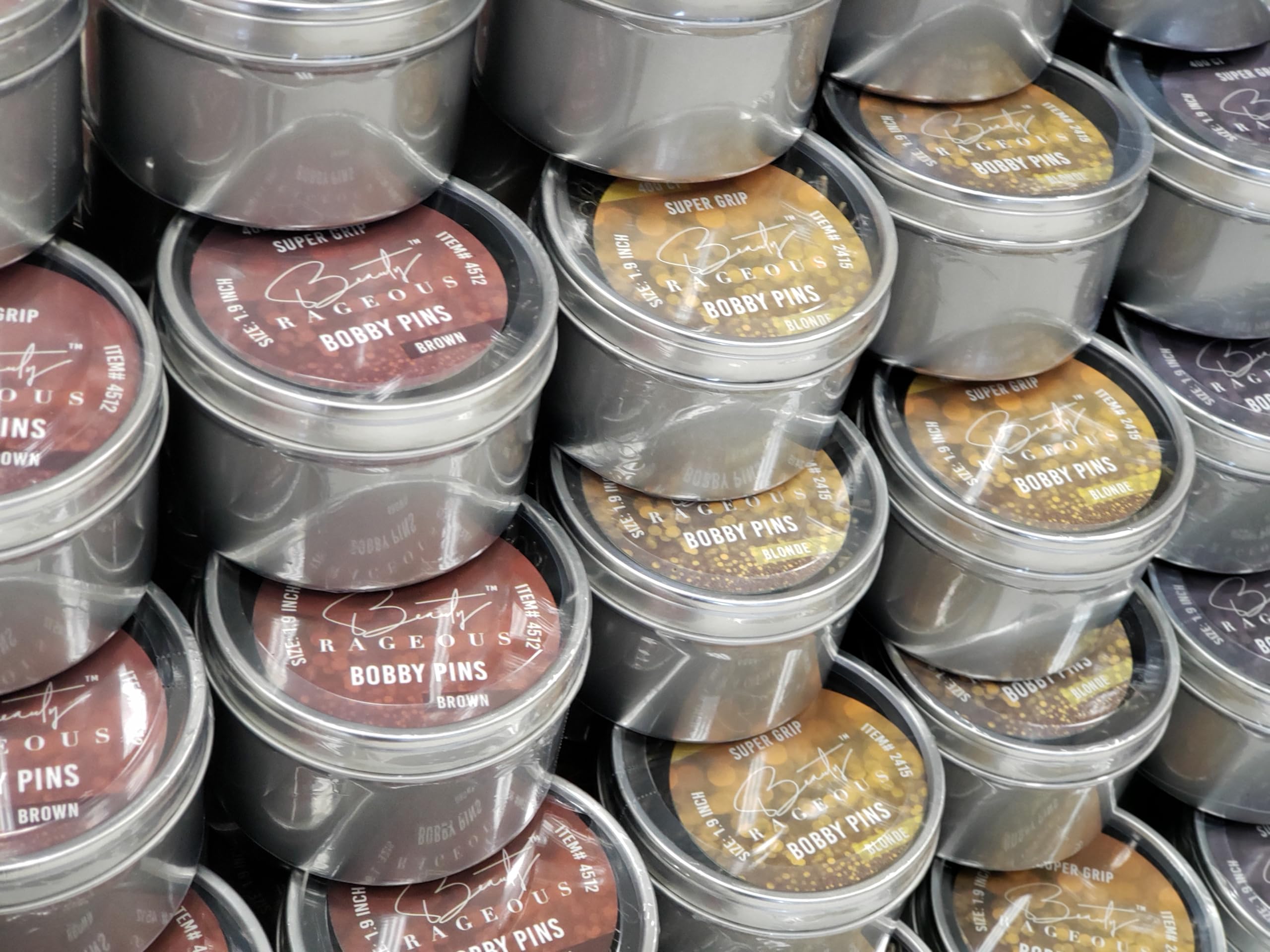 Super Grip Brown Bobby Pins - 400 Ct - Handy Reusable Tin