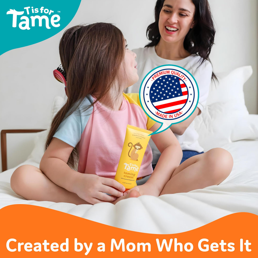 T is for Tame - All-Natural Hair Taming Cream for Kids, Frizz & Flyaway Control, Coconut Oil & Jojoba Leave-In, Safe for Babies & Toddlers, Non-Greasy, 3.38 Fl Oz (Bundle of 2)