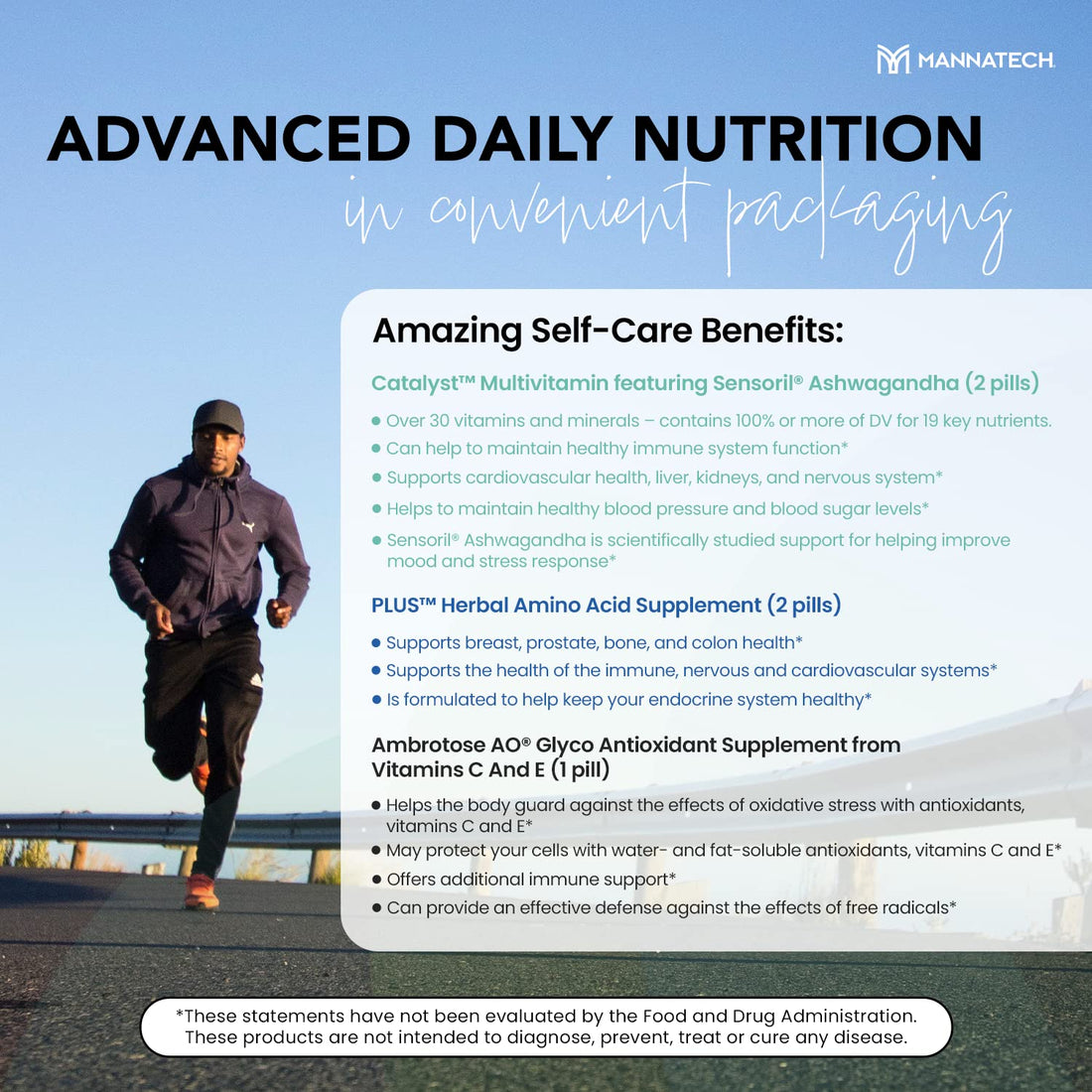 Mannatech More Than Just a Multivitamin, Optimal Support Packets Amazing Self-Care Benefits of OSP Daily Vitamins, w/Ashwagandha Capsules, Immune Support and Antioxidant Supplement - 60 Packets