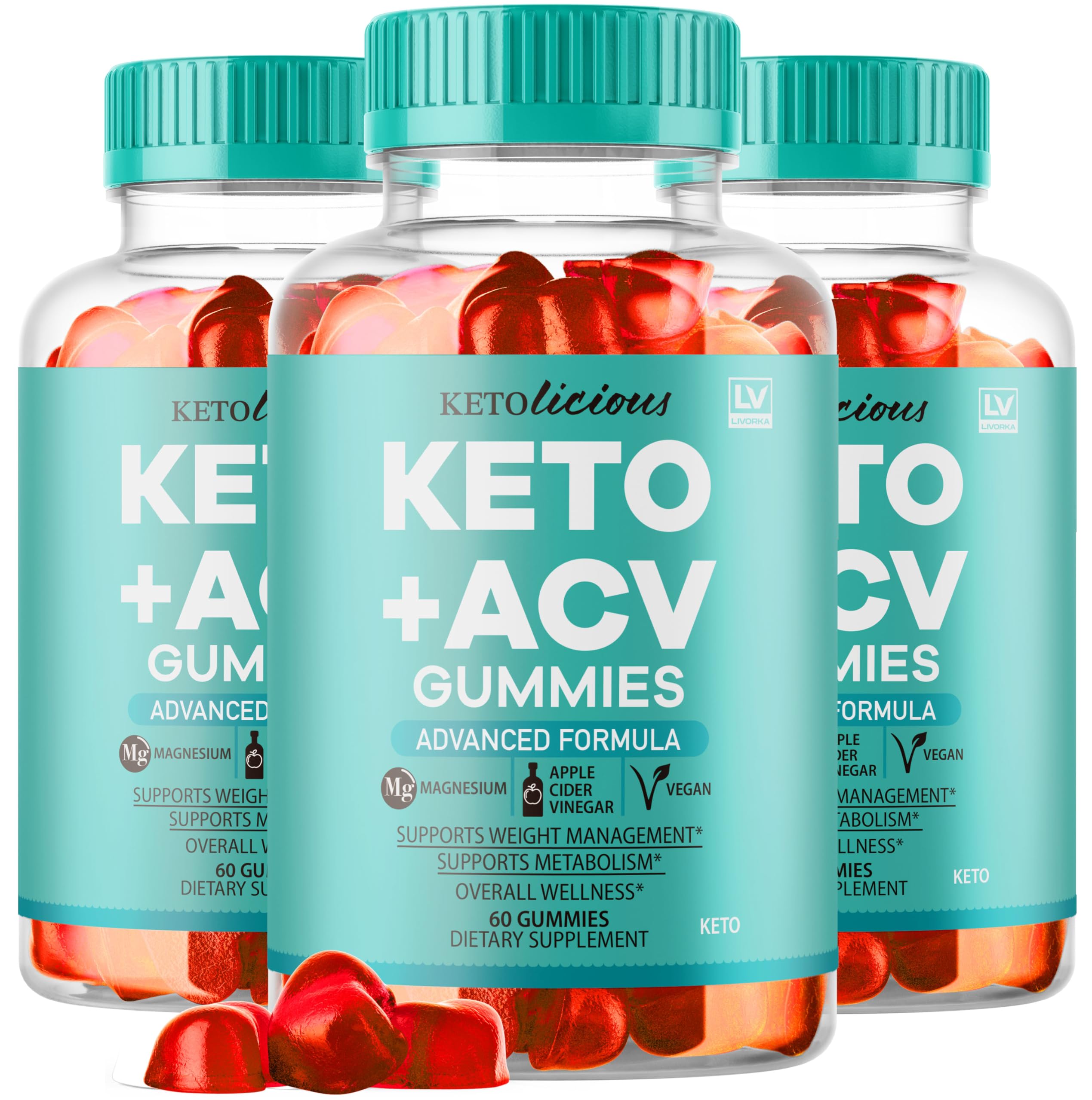 (3 Pack) Ketolicious Keto ACV Gummies Advanced Formula, Ketolicious Gummies, 180 Gummies for 3 Months