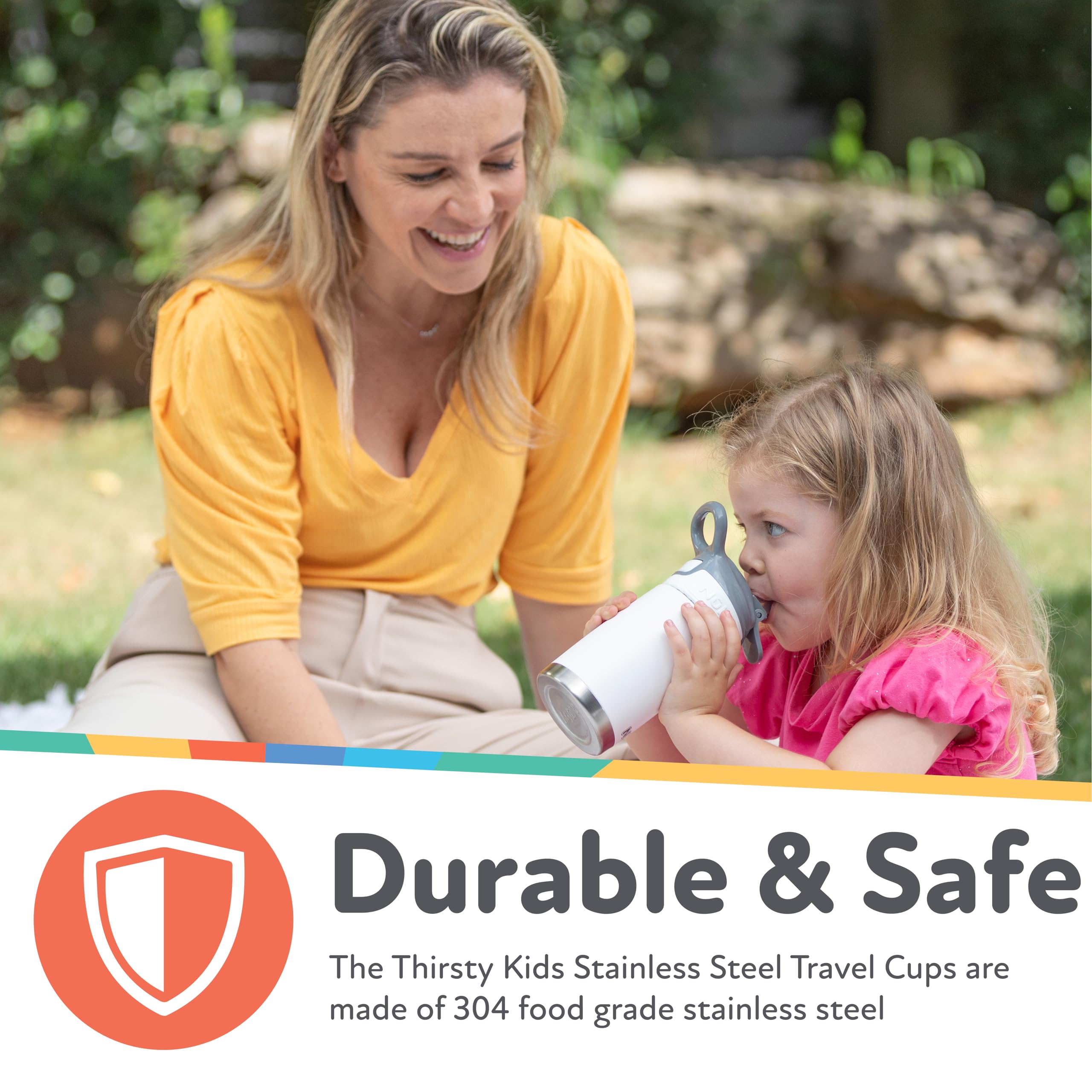 Nuby Thirsty Kids No Spill Flip-It Reflex Stainless Steel Travel Cup or Water Bottle - 10 Oz - 18+ Months - Pink