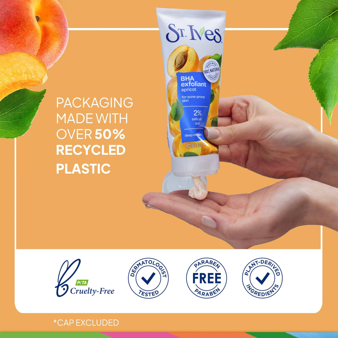 St. Ives Acne Control Apricot Face Scrub, Deep Exfoliator Skin Care, Prevents Acne for Radiant Skin, Salicylic Acid Acne Treatment Facial Scrub, Made with 100% Natural Exfoliants, 6 oz, 4 Pack