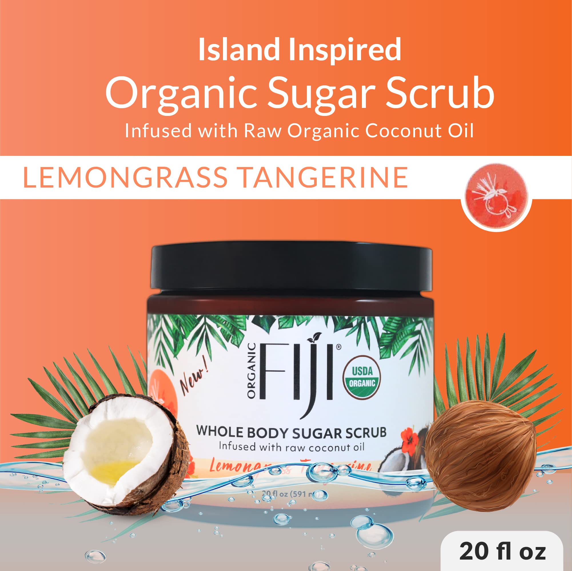 Organic Fiji Lemongrass Tangerine Sugar Polish Lemongrass Tangerine 20 oz