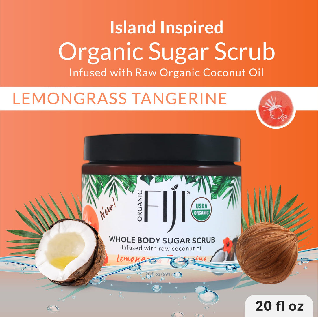 Organic Fiji Lemongrass Tangerine Sugar Polish Lemongrass Tangerine 20 oz