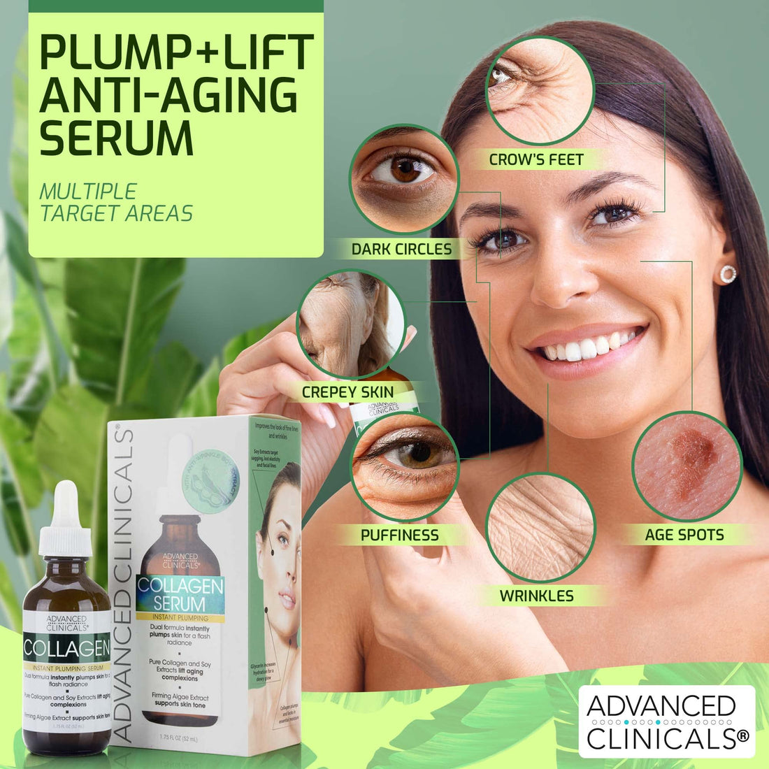 Advanced Clinicals Collagen Instant Plumping Serum For Fine Lines And Wrinkles. 1.75 Fl Oz.
