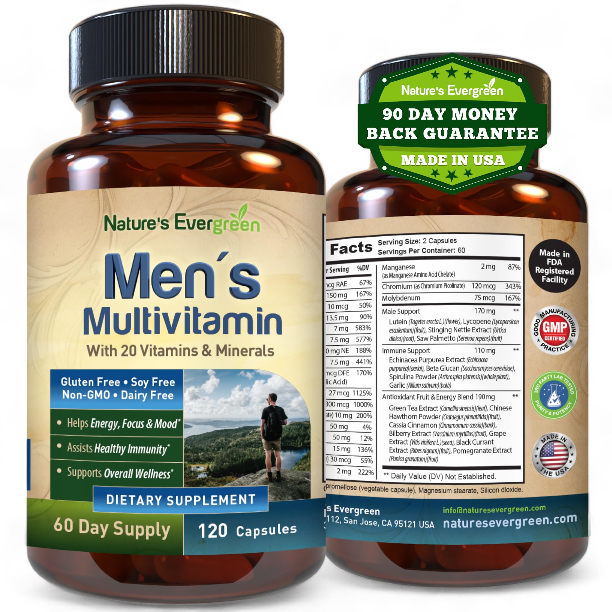 Best Multivitamin for Men | Completely Men's Multivitamins & Multiminerals with Over 20 Vitamins A, C, D, E, B12, Zinc & More Essential Vitamins for Men | Energy, Focus & Immune Health. 120 Capsules