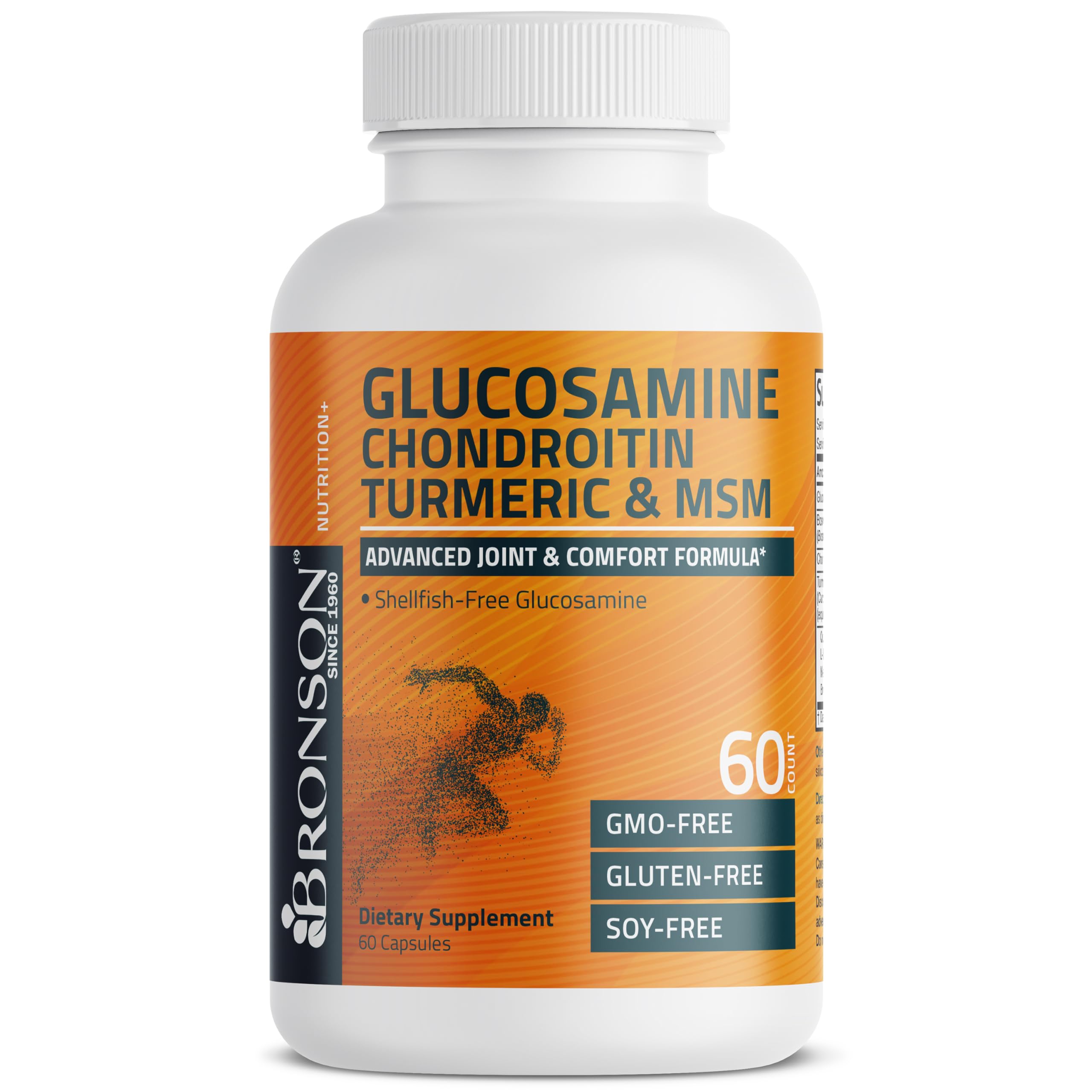 Bronson Glucosamine Chondroitin Turmeric & MSM Advanced Joint & Cartilage Formula, Supports Healthy Joints, Mobility & Cartilage - Non-GMO, 60 Capsules