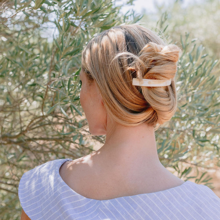 Caramel Horn : France Luxe Narrow Rectangle Volume Barrette - Caramel Horn