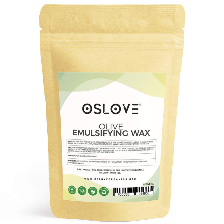 Pure Olive Emulsifying Wax-8oz by Oslove Organics | Light emulsifier for face serums, leave in conditioners and face cremes.
