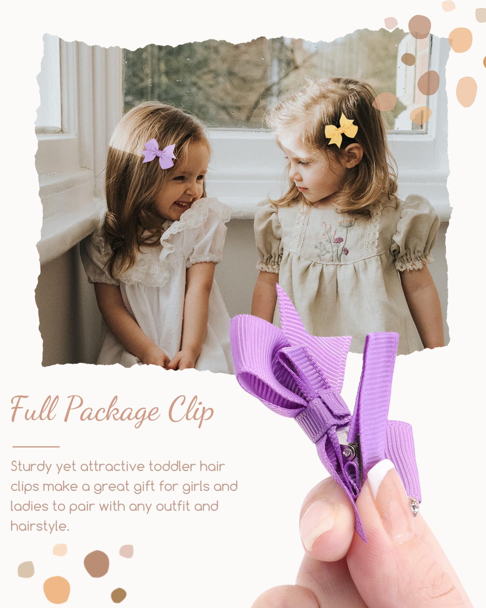 doboi Hair Clips 100PCS 2 Infant Grosgrain Boutique Ribbon Mini Bows for Girls Teens Infants Kids Toddlers Newborn - 50 Pairs Set