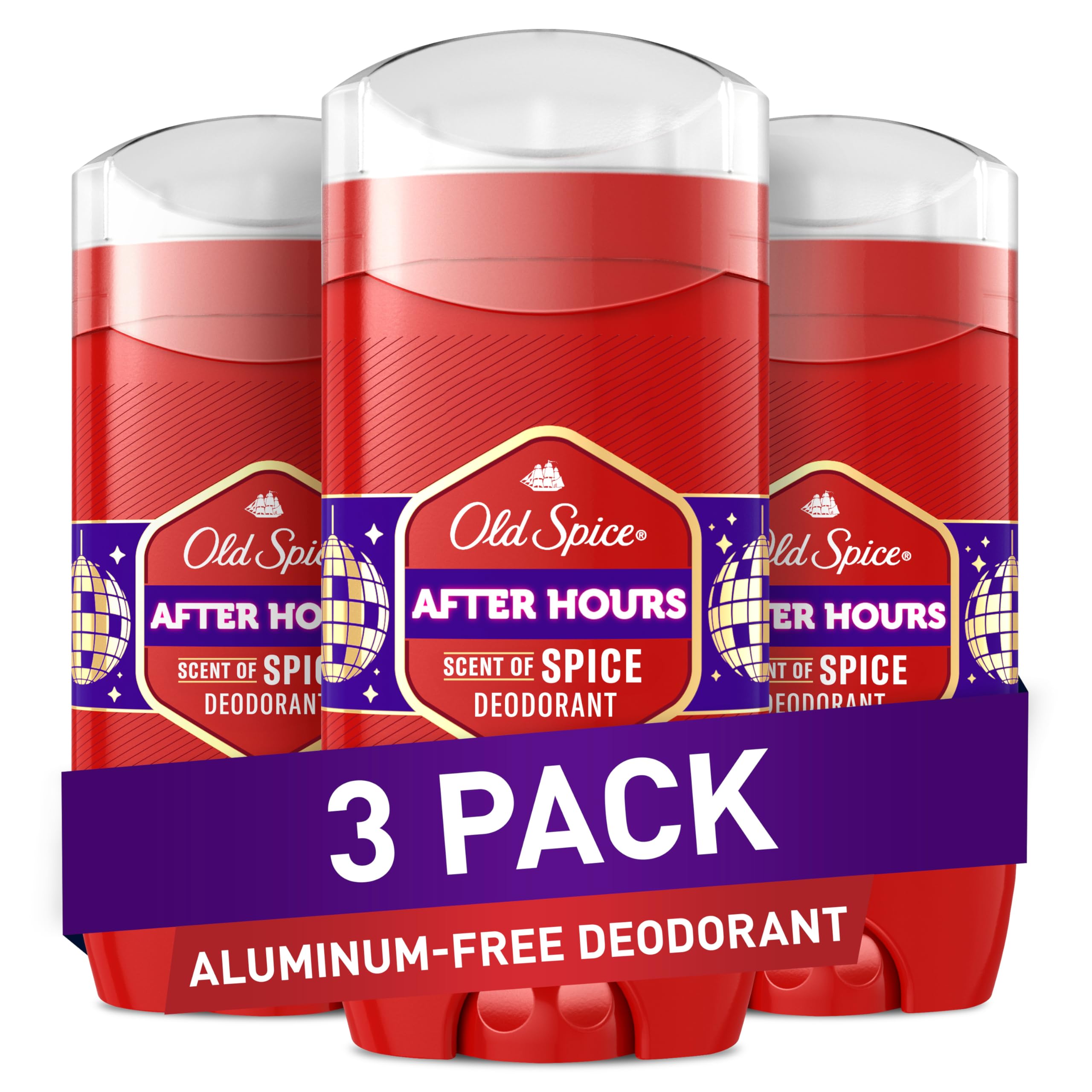 Old Spice Aluminum Free Deodorant for Men, 24/7 Odor Protection, 24/7 Freshness & Lasting Scent, Afterhours with Spice Scent, 3.0 oz (Pack of 3)