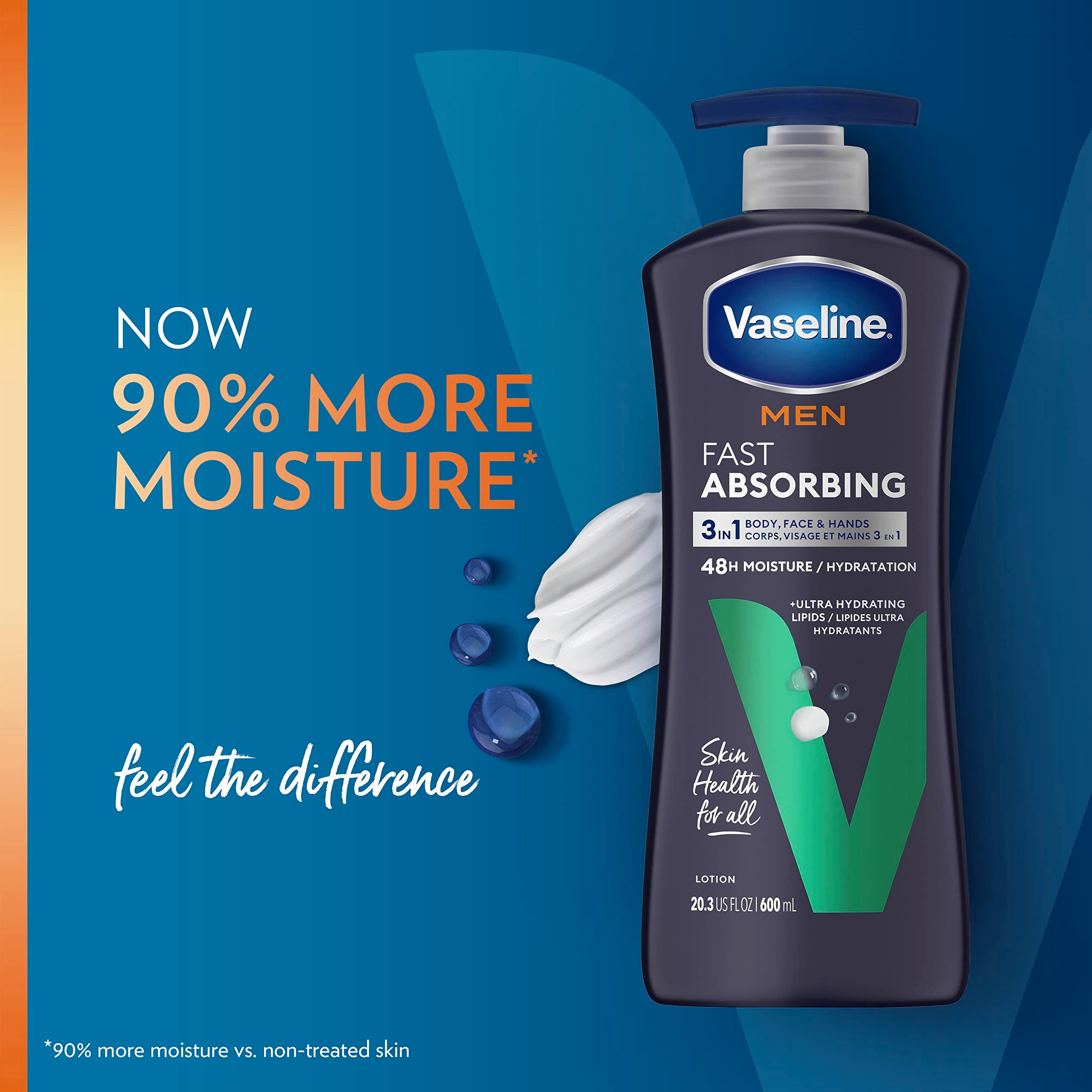 Vaseline Men Body Lotion, Fast Absorbing, 20.3 oz, 3 ct