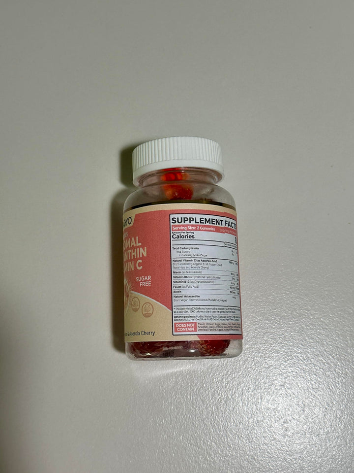 VEETAGYO Liposomal Vitamin C 1000mg + Astaxanthin Supplements 6mg - Dual Layer - Niacin B6,B12,Folate,Biotin - Antioxidants - Gelatin Free,Sugar Free,60Cts