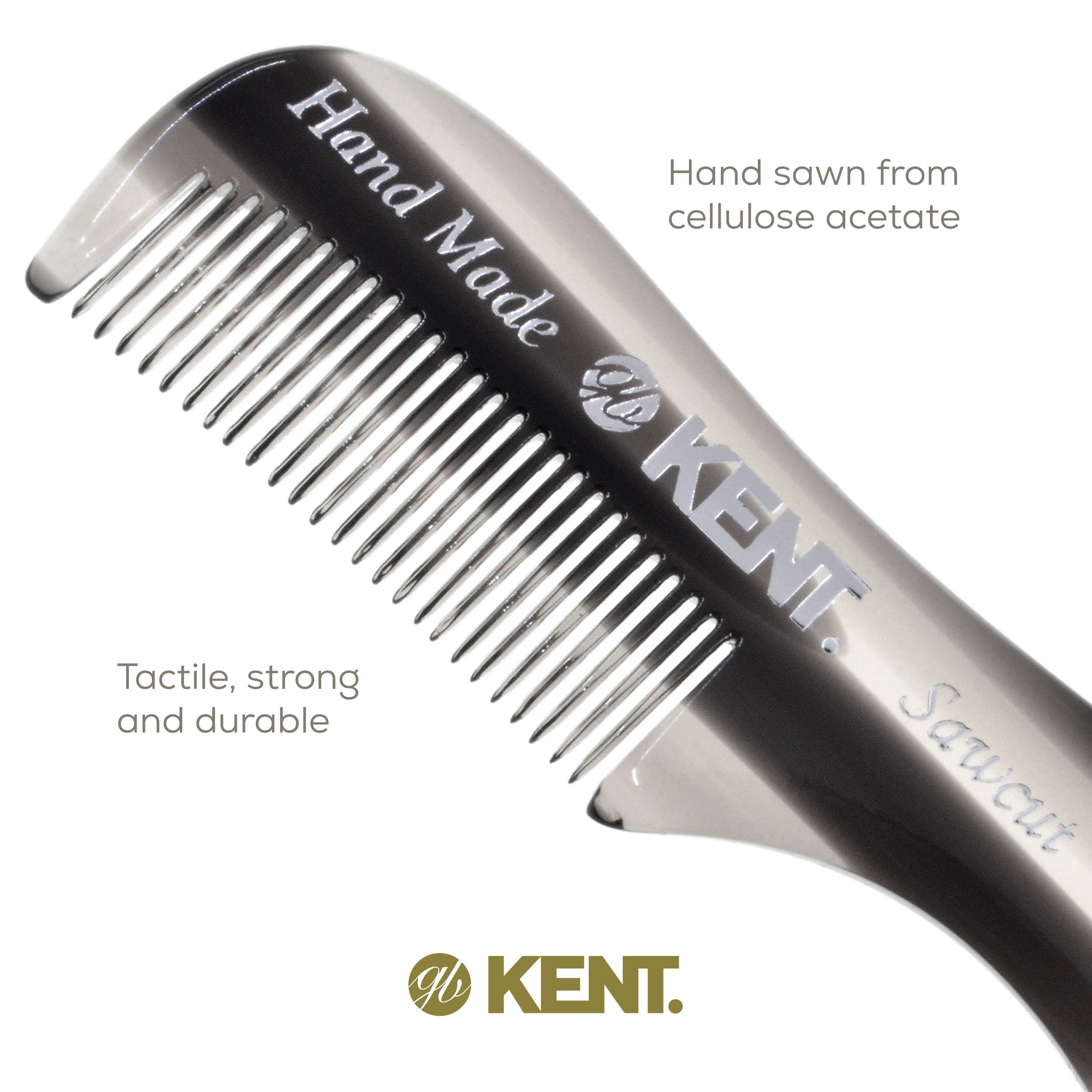 Kent A 81T Graphite X-Small Gentleman's Beard and Mustache Pocket Comb, Fine Toothed Pocket Size for Facial Hair Grooming and Styling. Saw-cut of Cellulose Acetate, Hand Polished. Hand-Made in England
