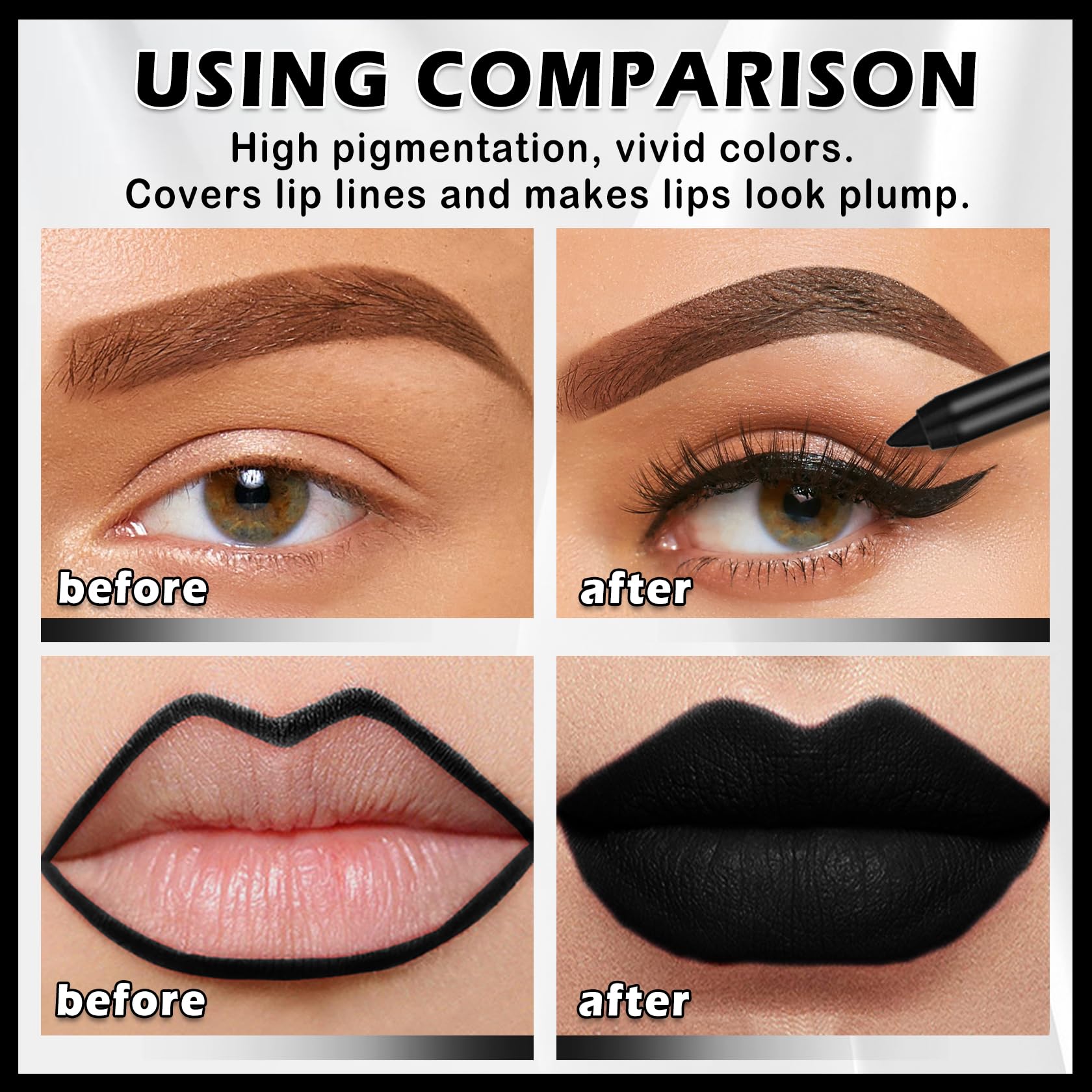 AOAZXBB Black Lipstick Black Lip Liner Set Matte Lipstick 2PCS Long Lasting Lip Stain and Lip Liner Set for Halloween Cosplay Goth Makeup