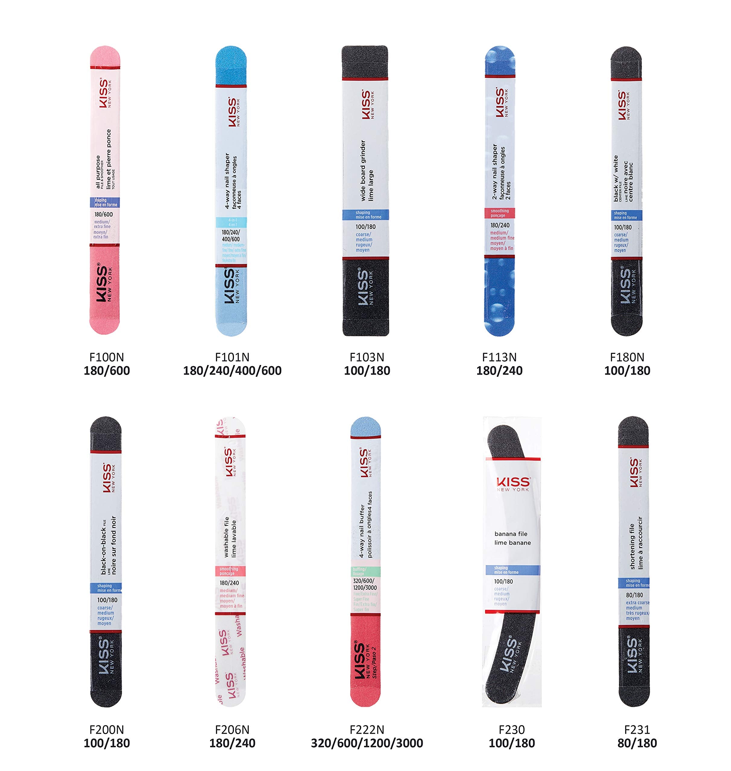 Kiss 4-Way Nail Shaper, Medium Fine, Pack Of 12