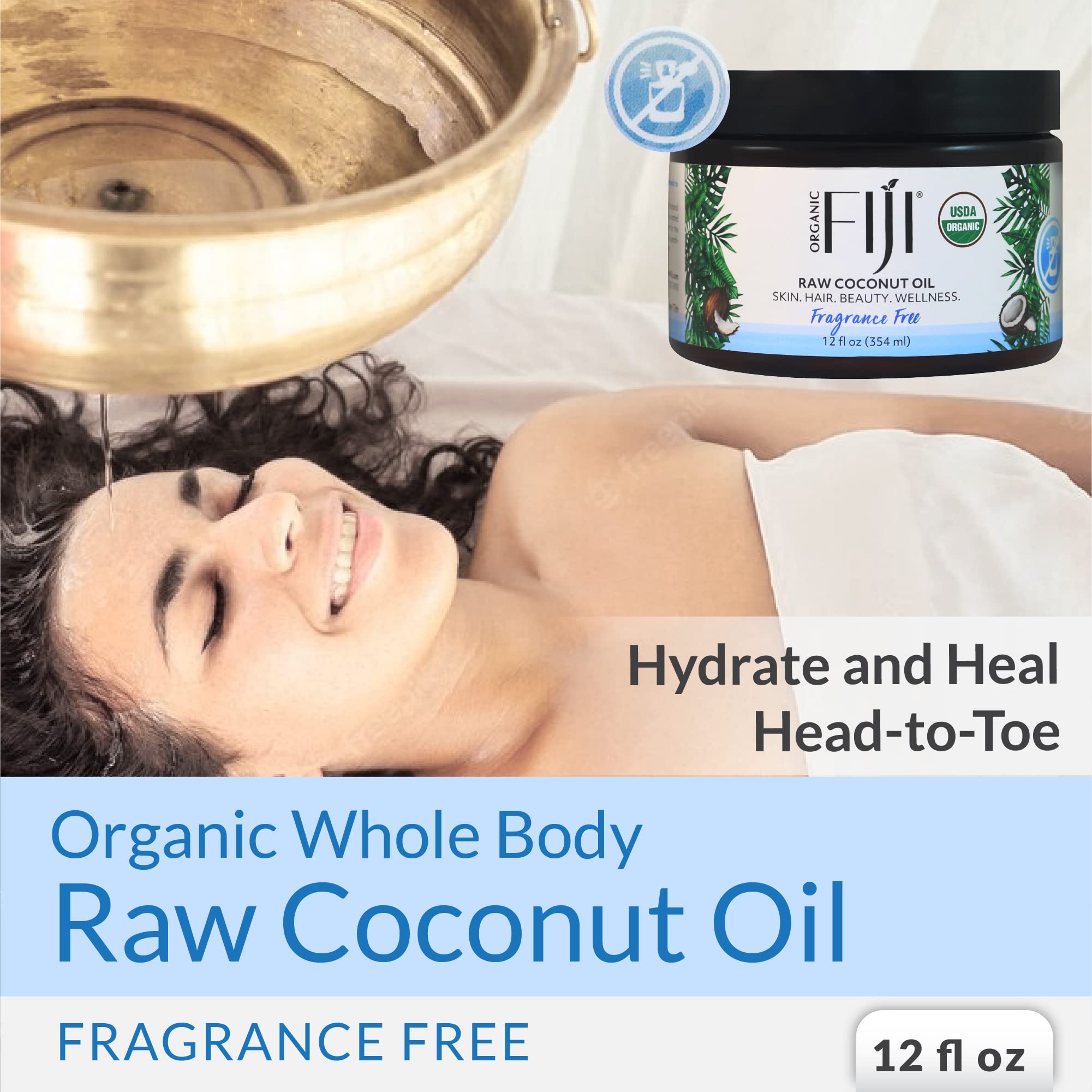 Organic Fiji Raw Cold Pressed Coconut Oil, 12 oz