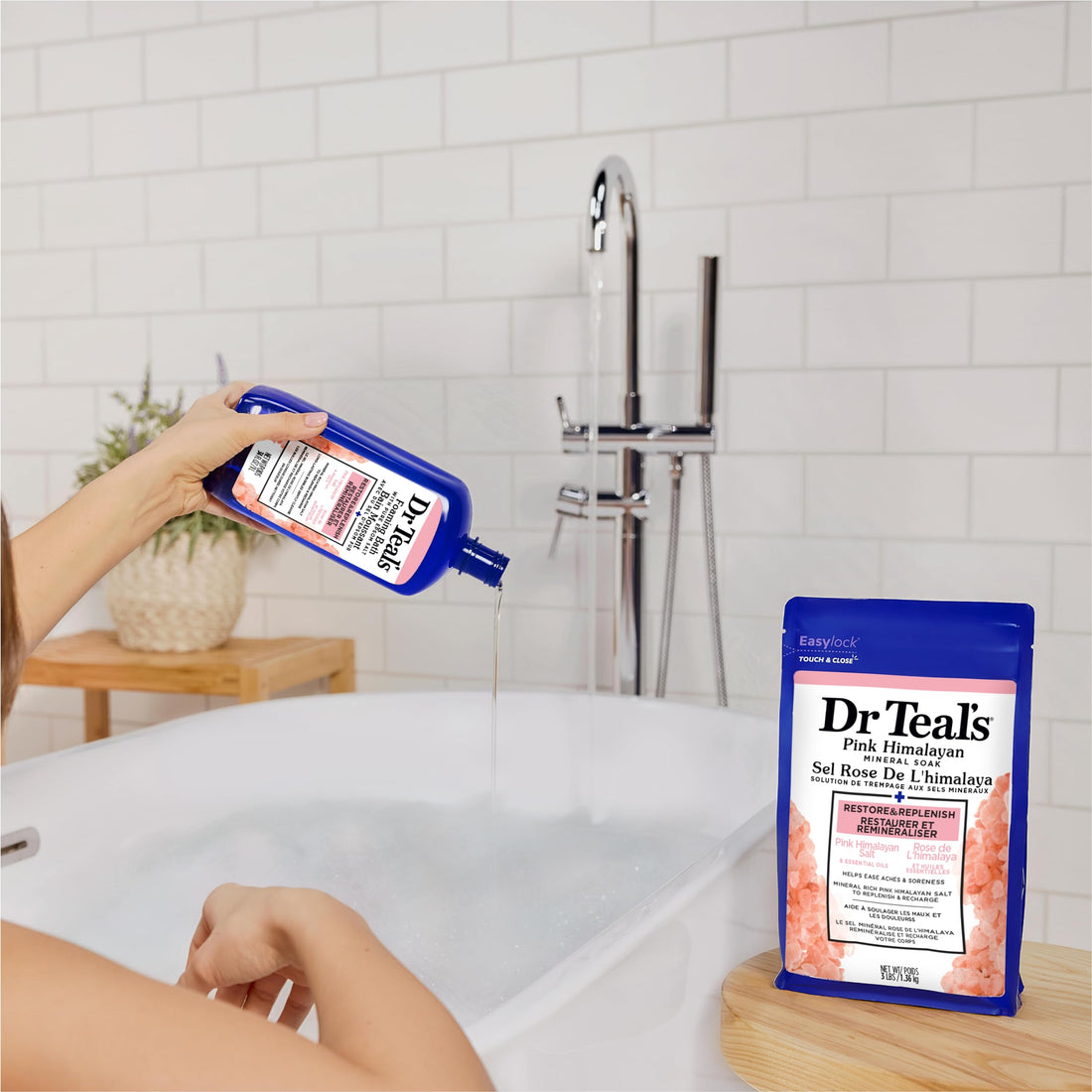 Dr Teal's Restore & Replenish Pure Epsom Salt & Essential Oils Pink Himalayan Foaming Bath 34 oz