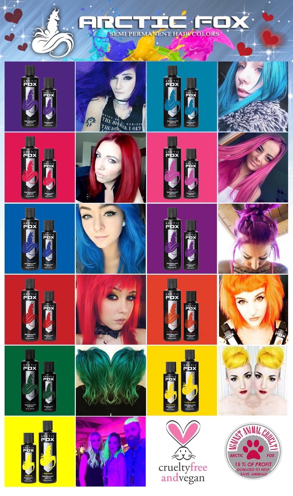 ARCTIC FOX Vegan and Cruelty-Free Semi-Permanent Hair Color Dye (4 Fl Oz, NEON MOON)