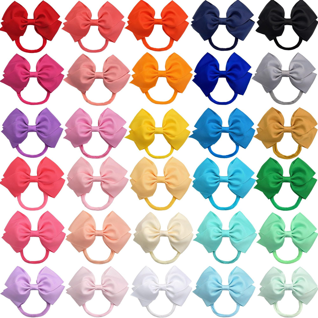 CÉLLOT 30 Colors Baby Bow Headbands 5 Hair Bows Super Soft Nylon Headbands for Baby Girls Infants preemie and Newborn Kids Hair Accessories
