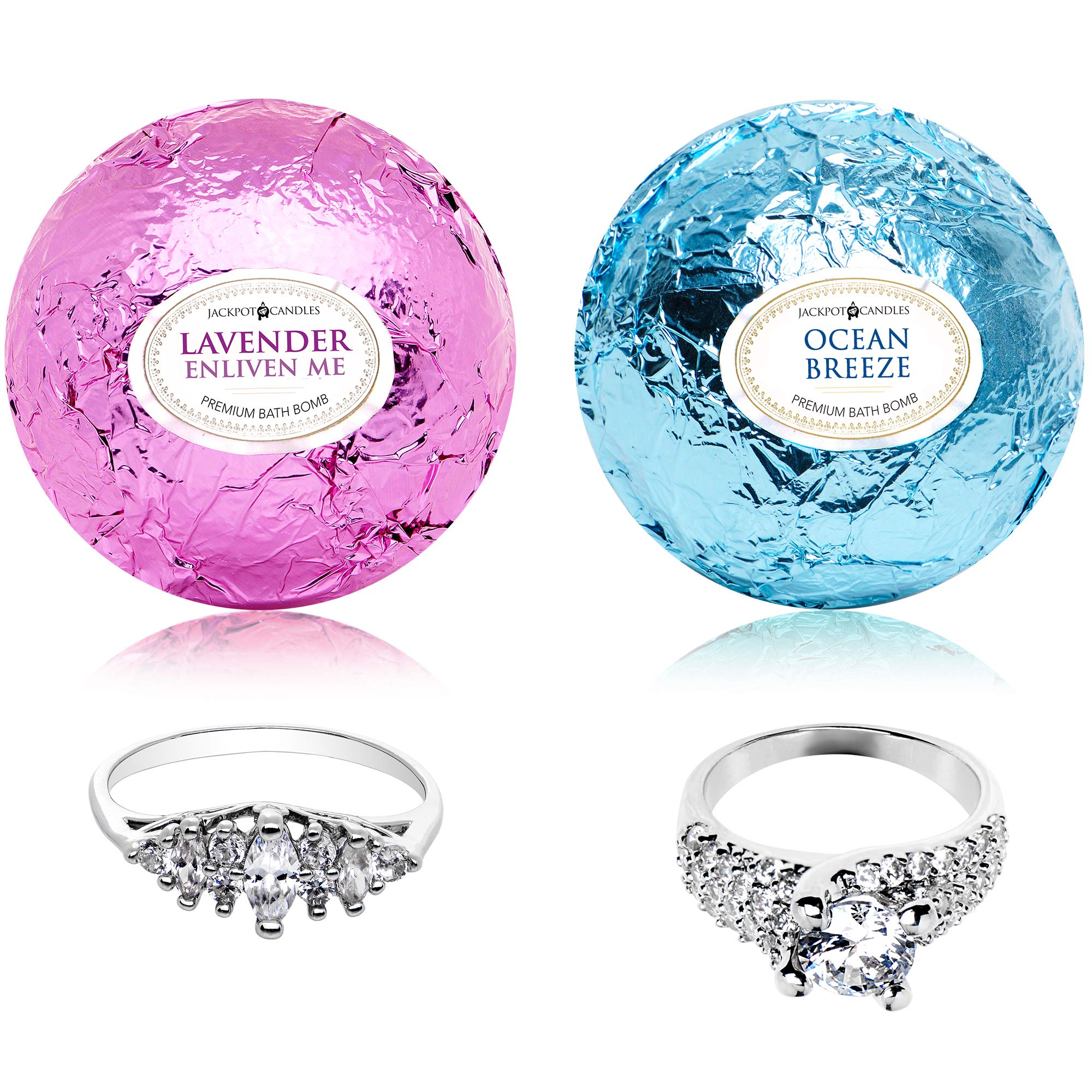 Jackpot Candles Surprise Me: Bath Bombs with Ring Surprise Inside Each (Ocean Breeze , Lavender , Set of 2)