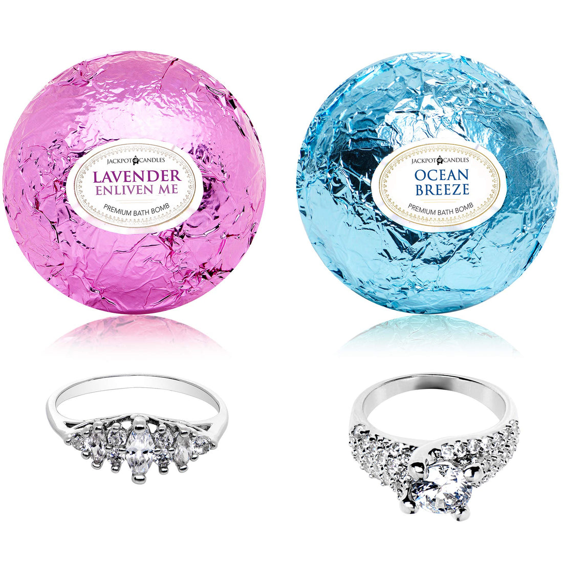 Jackpot Candles Surprise Me: Bath Bombs with Ring Surprise Inside Each (Ocean Breeze , Lavender , Set of 2)