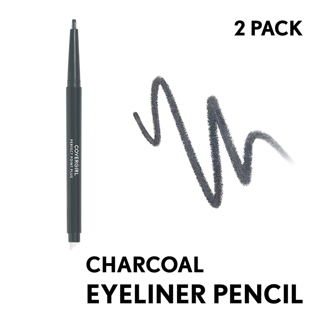 2 Count, Charcoal: Covergirl Perfect Point Plus Charcoal Color Eyeliner Pencil, 2 Count