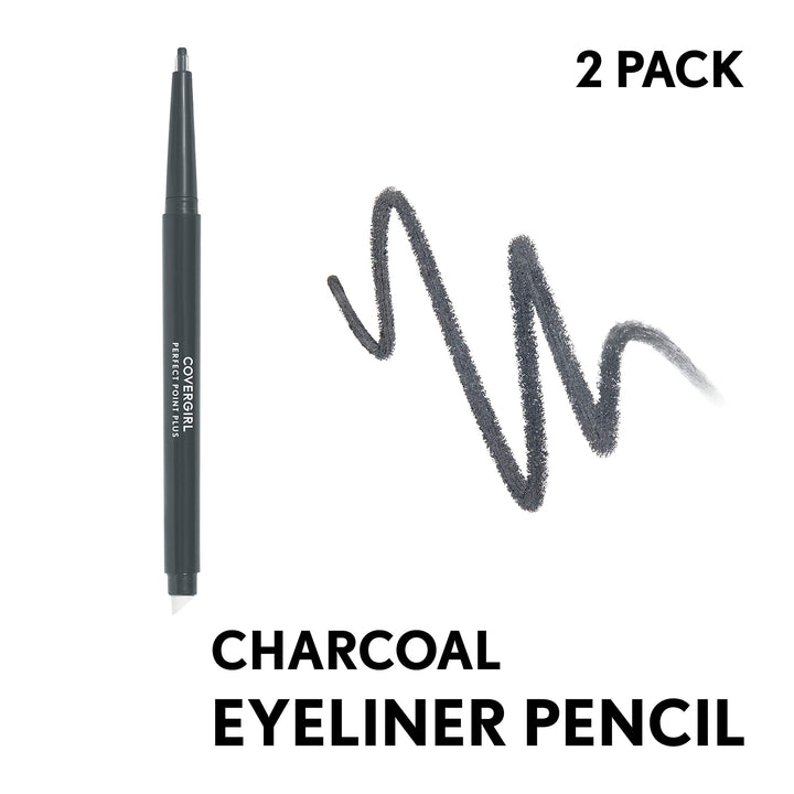 2 Count, Charcoal: Covergirl Perfect Point Plus Charcoal Color Eyeliner Pencil, 2 Count