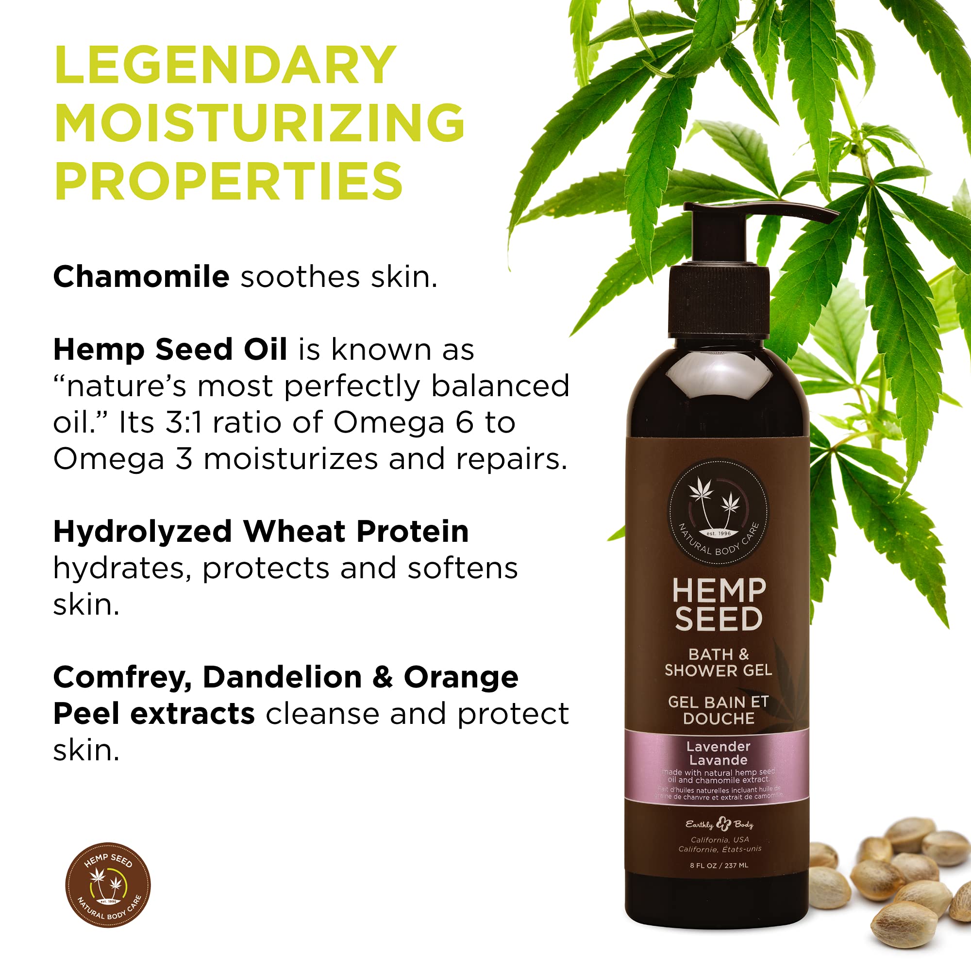 Earthly Body Hemp Seed Bath & Shower Gel (8 fl. oz.) - GUAVALAVA