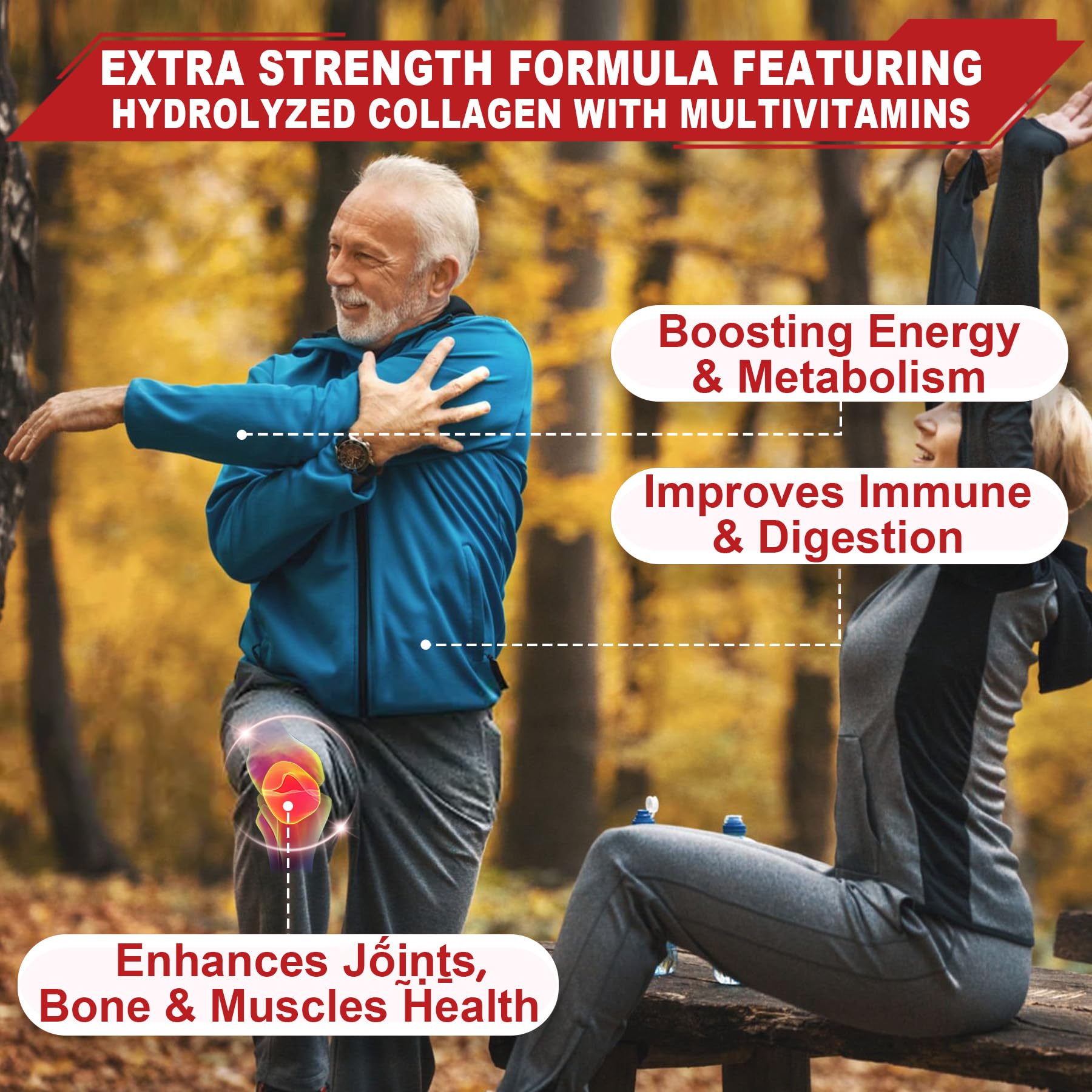 2Pack Sugar-Free Hydrolyzed Collagen Peptide Filled Gummies for Women & Men, with 1500mg Protein Type I,II,III,V,X, 5000mcg Biotin Vitamin C A E D3 B6 B12 for Immune Digestion Skin Hair Nails, Bone