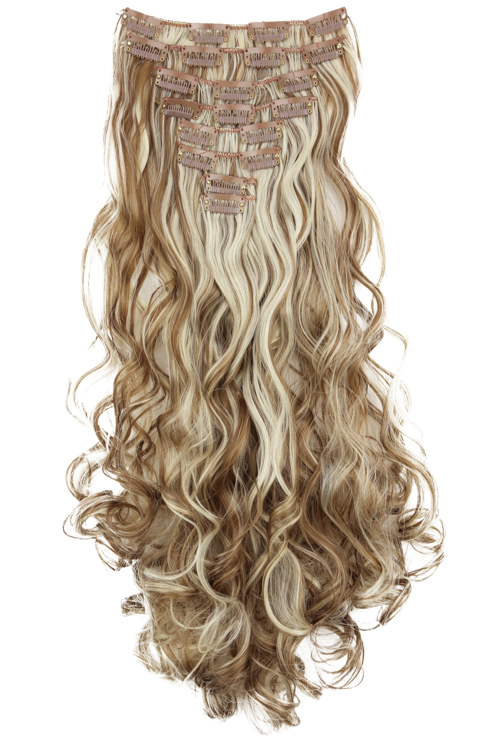 24 (60cm) dark blonde mix #27H613 CES14a-1 : PRETTYSHOP XXL Full Head Set 8 pcs 24 Clip In Hair Extensions Hairpiece Wavy Heat-Resisting dark blonde mix #27H613 CES14a-1