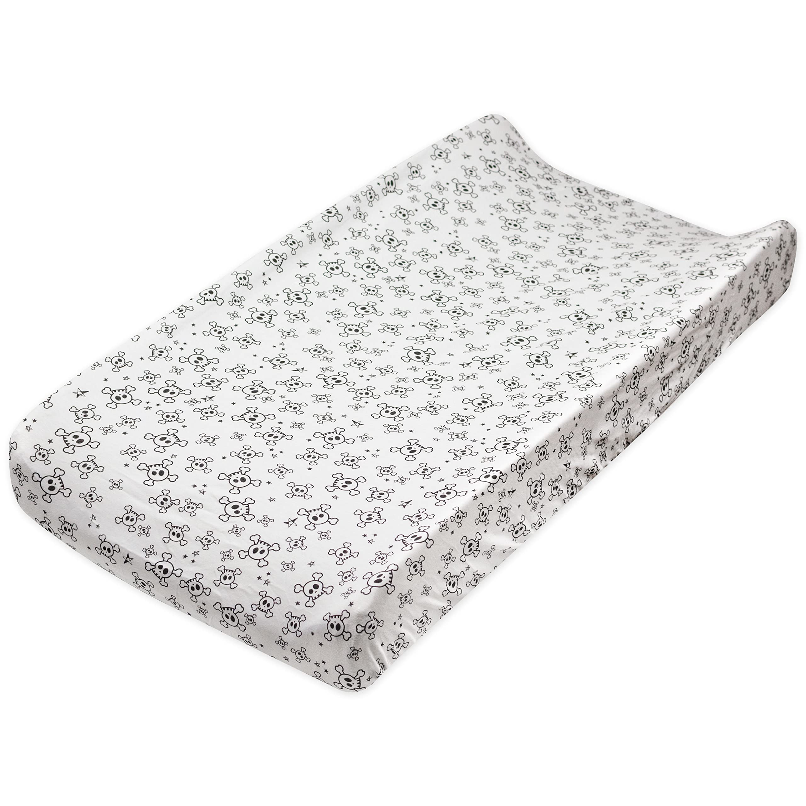 HonestBaby Boys Organic Cotton Changing Pad Cover, Tossed Skulls, One Size