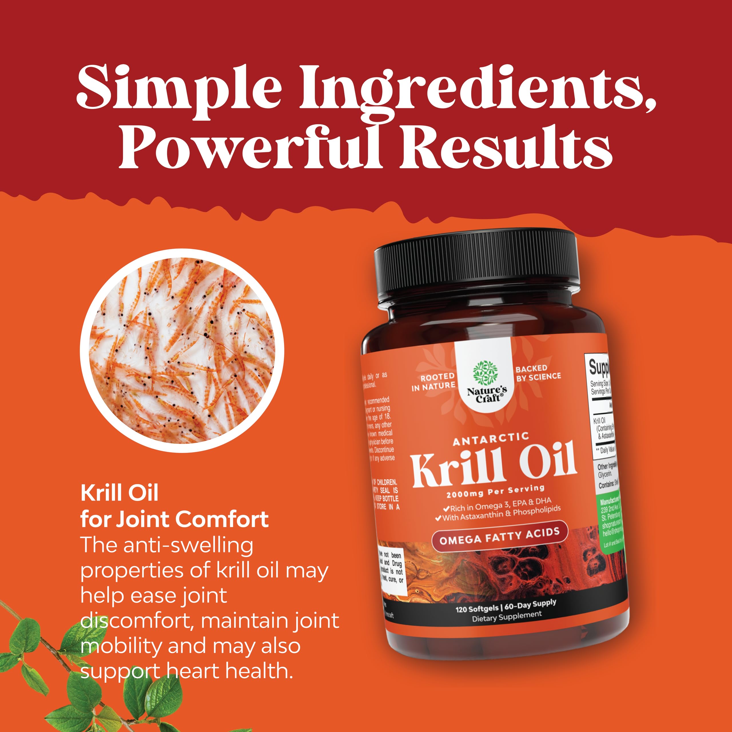 Antarctic Krill Oil 500mg Softgels - High Absorption Krill Oil Omega 3 Fatty Acid Supplement with Potent EPA DHA Astaxanthin and Phospholipids - Wild Caught Burpless Fish Oil Omega 3 Supplement