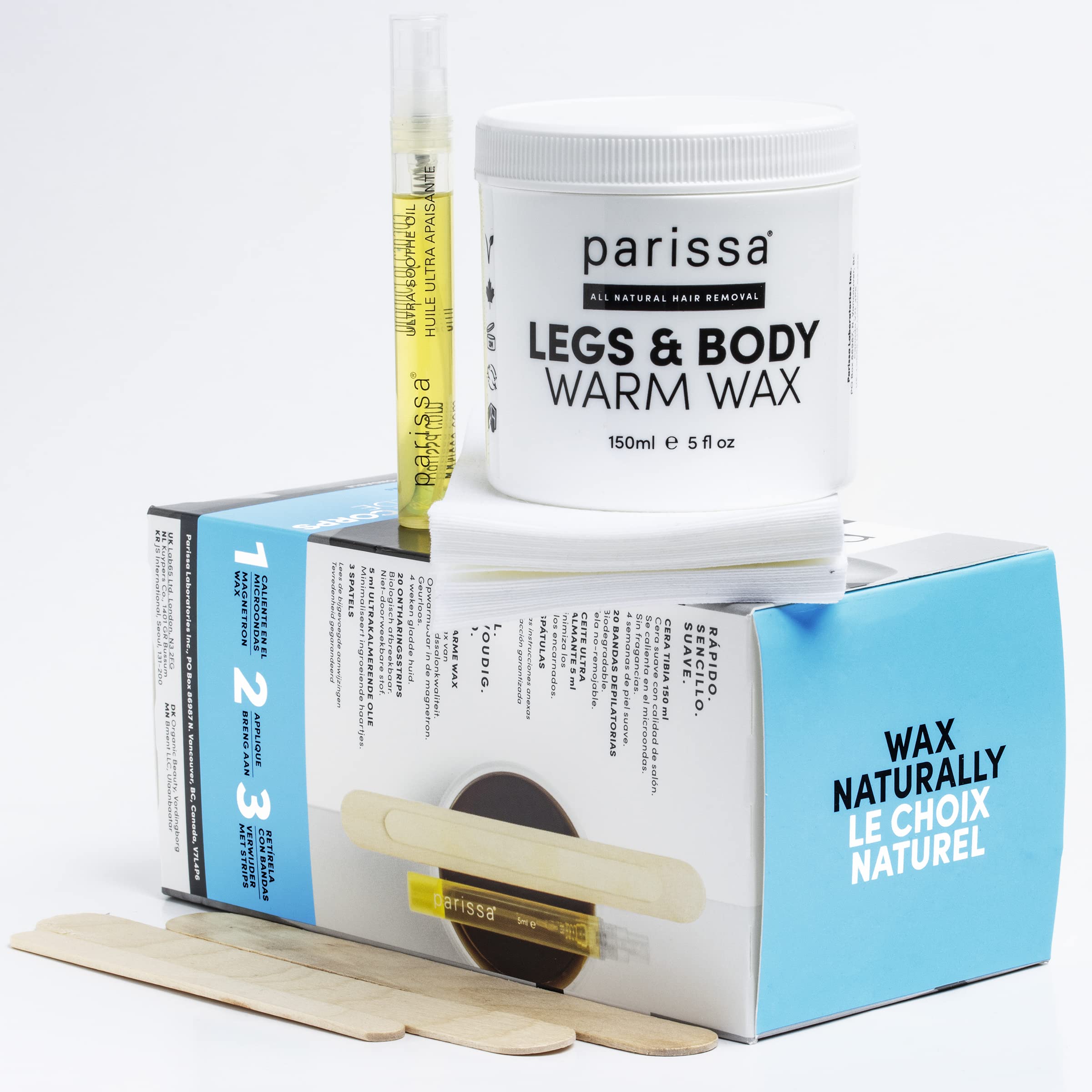 Parissa Premium Legs & Body Warm Wax Kit, Salon-Style Microwavable Formula for Coarse Hair Removal on Face or Body, At-Home Waxing Kit | Made In CANADA