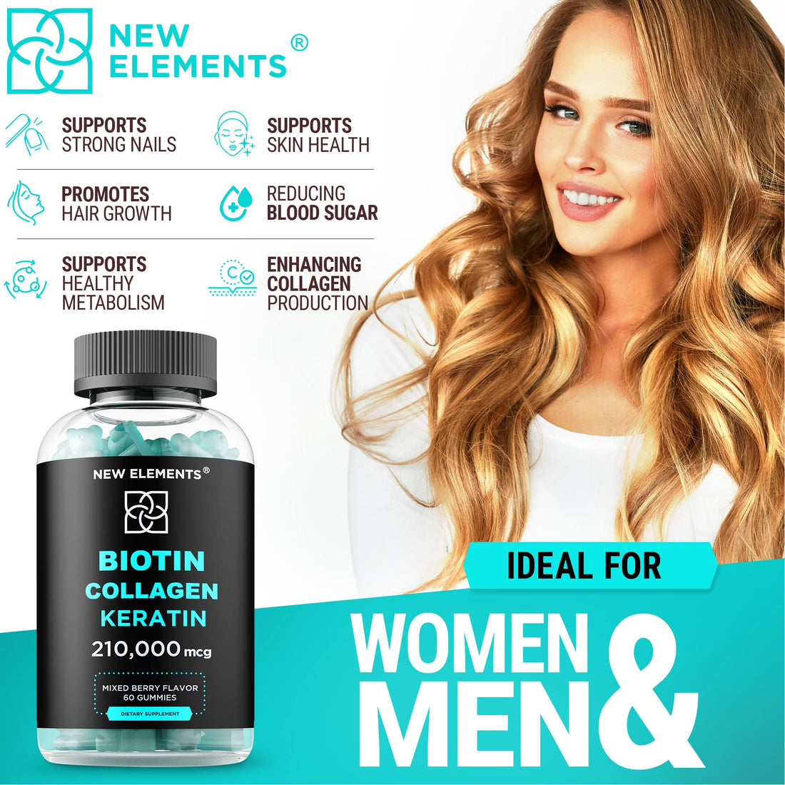 Biotin Gummies with Keratin & Collagen Peptides - Advanced Supplement for Hair Growth Treatment for Men & Women Hair Skin and Nails Vitamins – Biotin 10000mcg | Keratin 100000mcg | Collagen 100000mcg