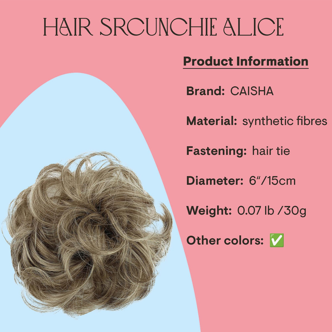 sandy blonde grey mix 12/88 : PRETTYSHOP Scrunchie Scrunchy Bun Up Do Hair piece Hair Ribbon Ponytail Extensions Wavy Curly or Messy sandy blonde grey mix 12/88