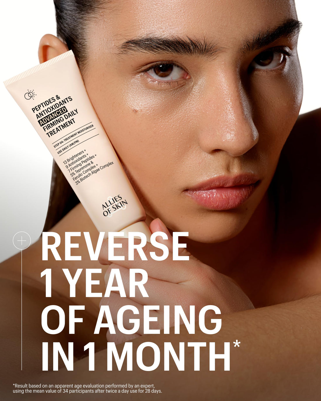 Allies of Skin Peptides & Antioxidants Advanced Firming Daily Treatment with 13 Brighteners, 9 Antioxidants, 7 Firming Peptides, 5% Teprenone & Ferulic Complex and 3% Biotech Algae Complex 48ml/1.6oz