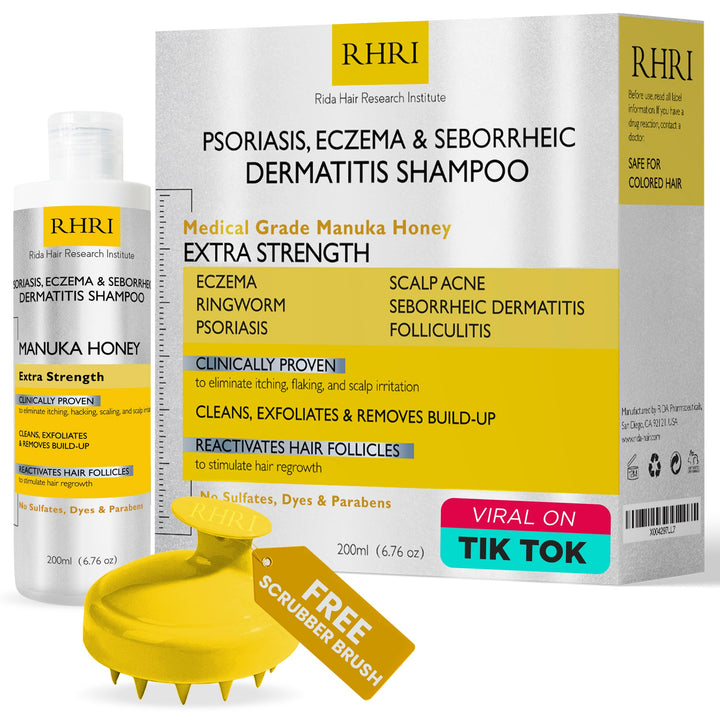 Psoriasis Shampoo for Men & Women with Manuka Honey | Best Itchy Scalp Treatment for Eczema, Seborrheic Dermatitis, Ringworm & Folliculitis Scalp Treatment