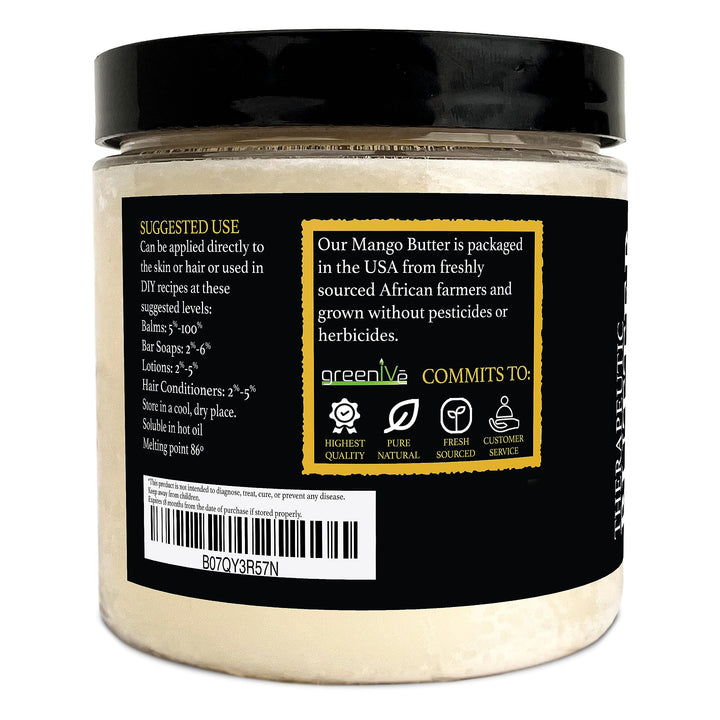 GreenIVe - 100% Pure Mango Butter- All Natural - Fresh Sourced - Exclusively on Amazon (8 Ounce Jar)