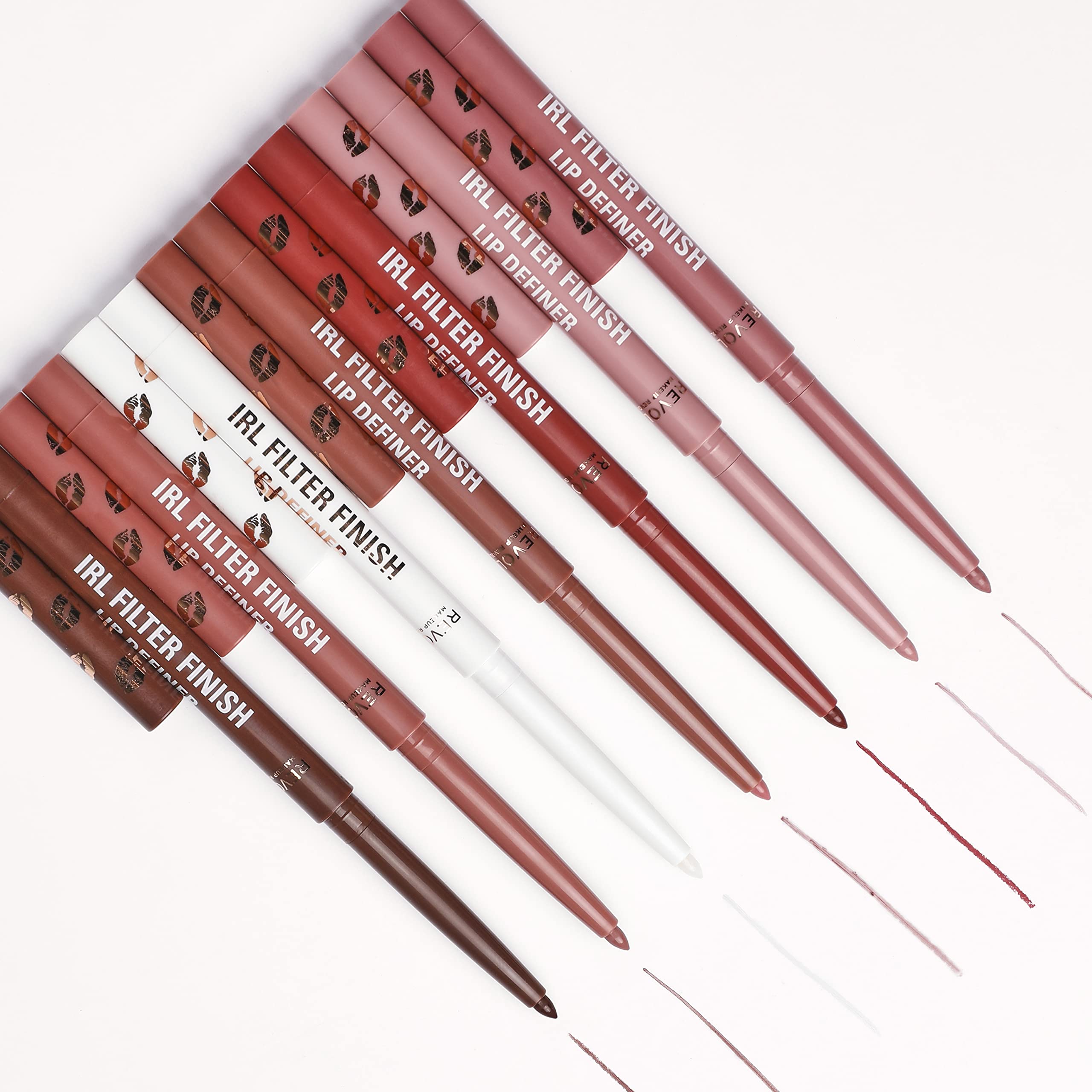 Makeup Revolution IRL Filter Finish Lip Liner Definer Chai Nude Waterproof Long Lasting Set with Matching Lipsticks or Lip Gloss