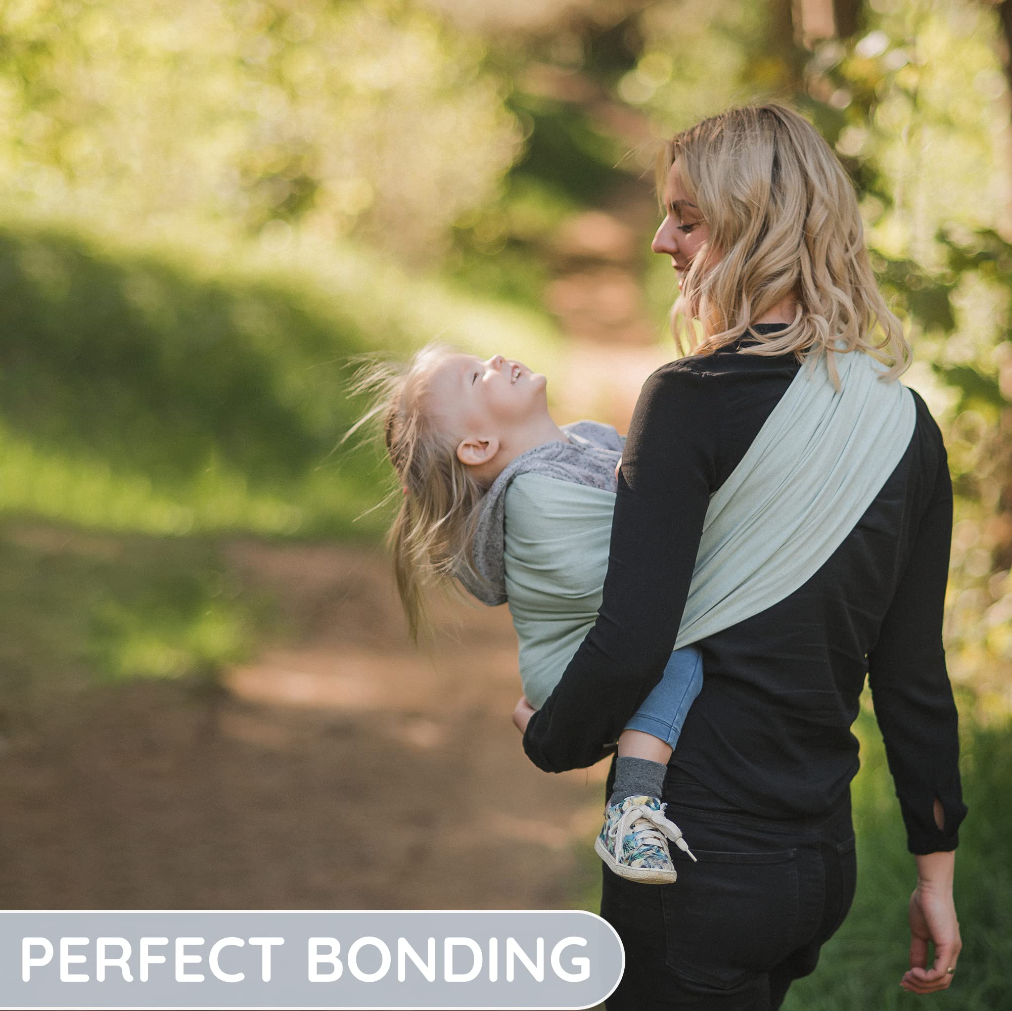 Ring Sling Baby Carrier 100% Cotton Muslin Front and Chest Newborn to Toddler Carrier and Baby Sling (Light Green)