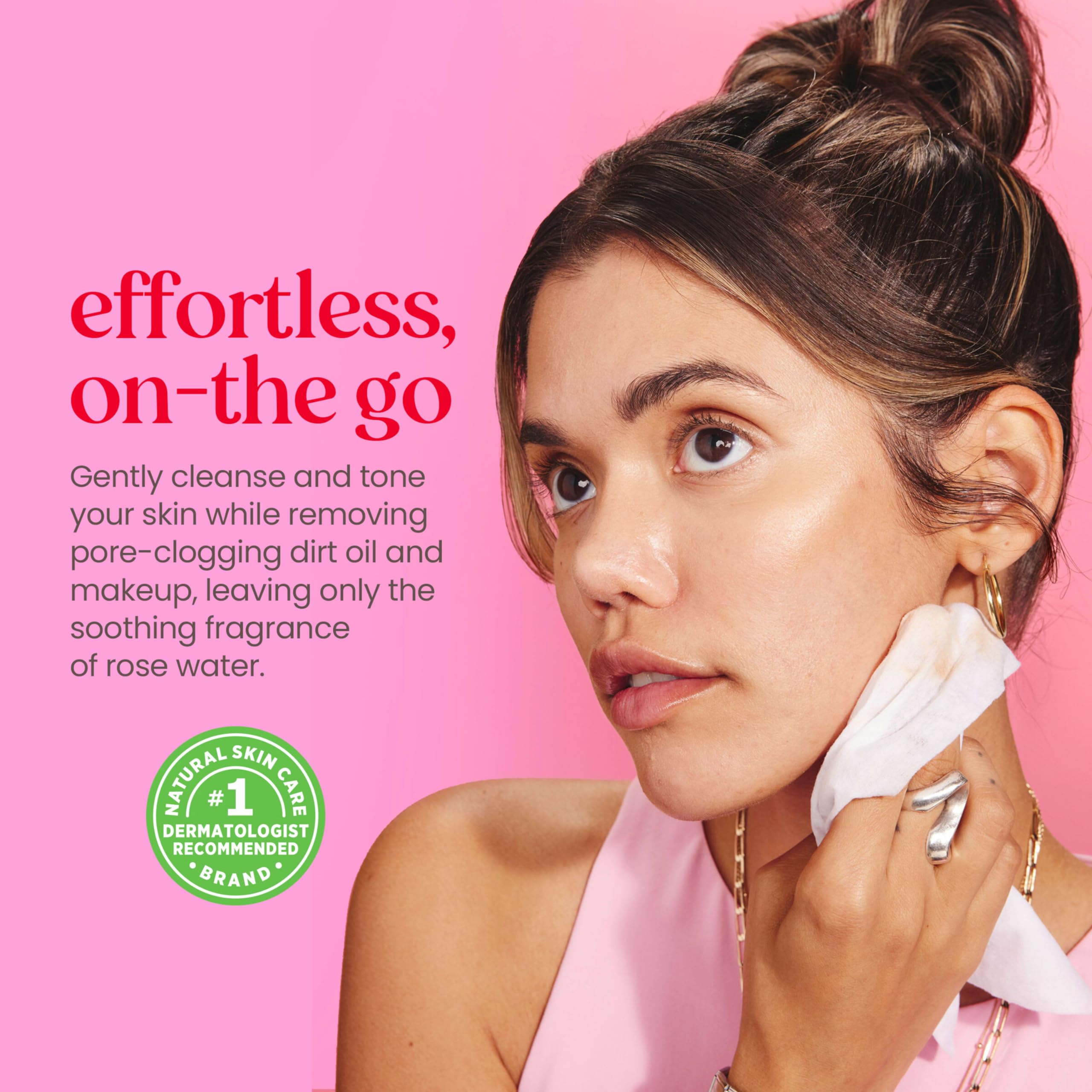 Burt's Bees Micellar Facial Towelettes With Rose Water, Pre-Moistened Towelettes for All Skin Types, 99.5 Percent Natural Origin Skin Care, 10 ct. Package