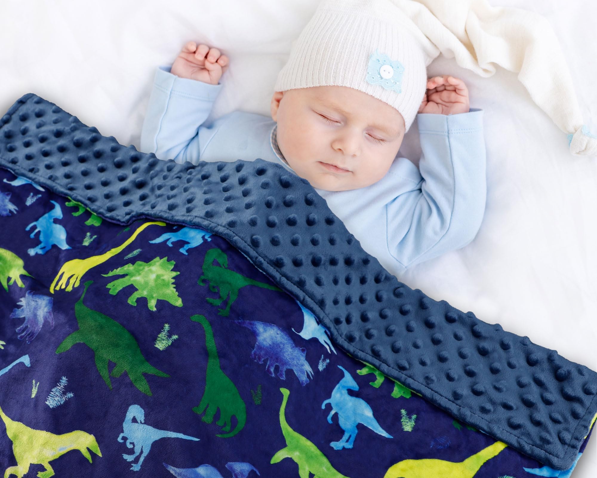 Baby Blanket for Kids Super Soft Minky Blanket with Dotted Backing, Toddler Blanket with Dinosaurs Multicolor Printed